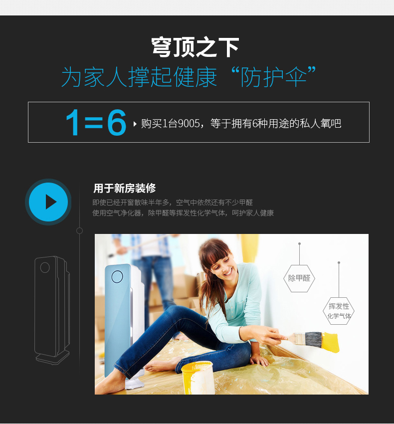 admair空氣凈化器 除甲醛霧霾除PM2.5煙塵 臥室家用辦公室氧吧