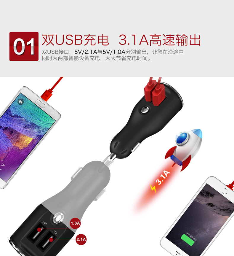 iWALK蘋(píng)果6車(chē)載充電器 車(chē)充 三星 iphone6s車(chē)載充電器CCD002