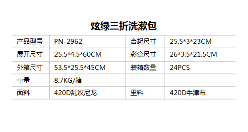 炫綠三折洗漱包