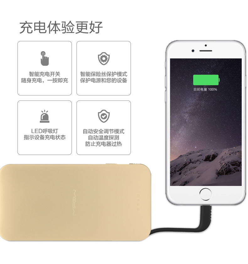 MIPOW迷你便攜超薄移動(dòng)電源iPhone蘋果手機(jī)專用MFi認(rèn)證充電寶