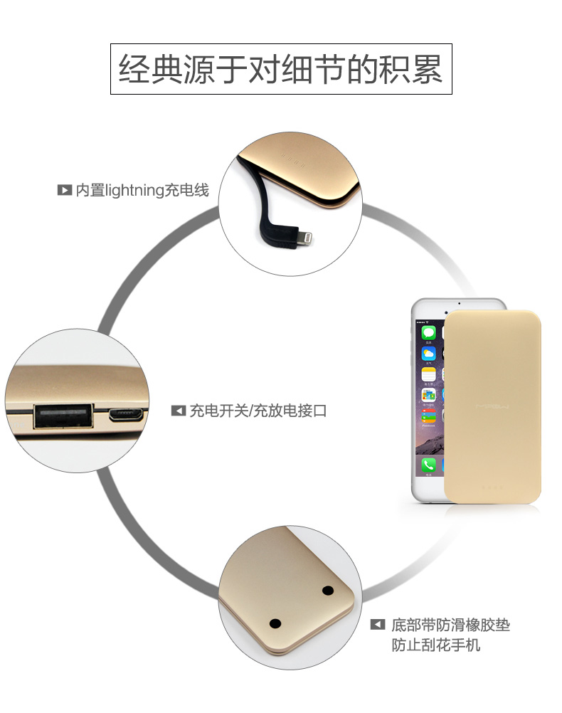 MIPOW迷你便攜超薄移動(dòng)電源iPhone蘋果手機(jī)專用MFi認(rèn)證充電寶