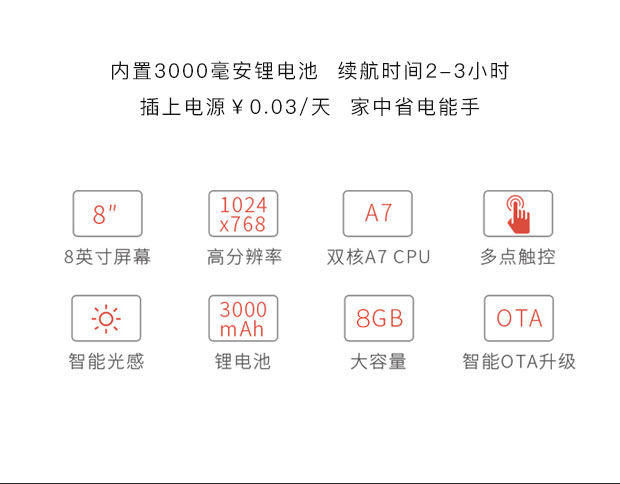 微信相框 W-M1皓月白 8G 8英寸IPS高清電容觸摸屏電子相框 微信互聯(lián)直發(fā)照片視頻 相冊云備份 騰訊科技