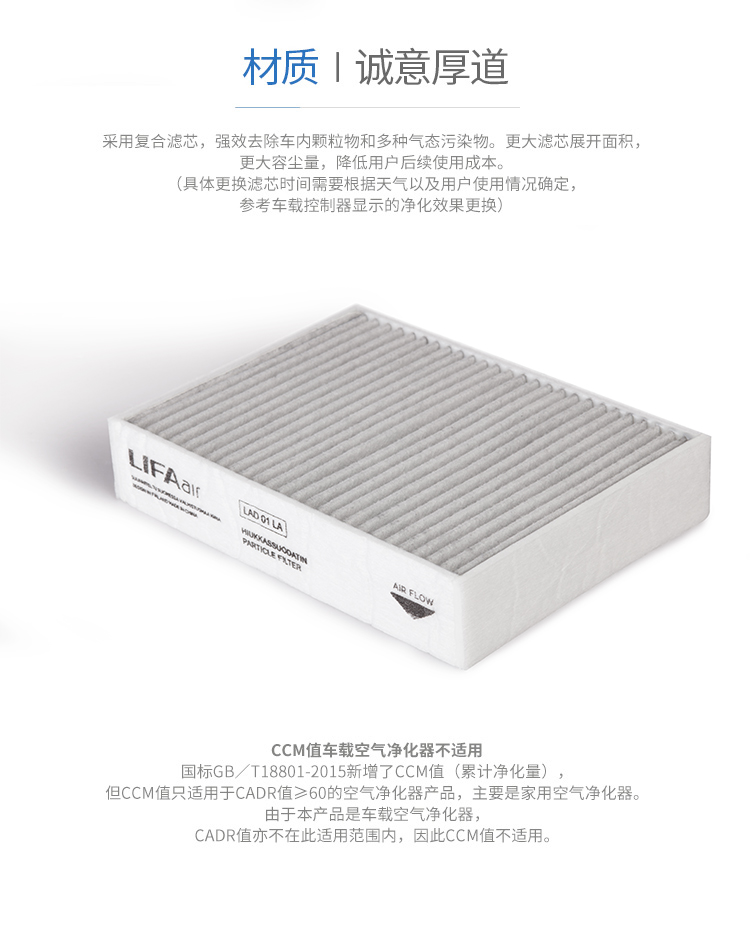 LIFAair LAC50全智能車載空氣凈化器KJ50G-L05 高效去除甲醛PM2.5